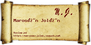 Marosán Jolán névjegykártya
