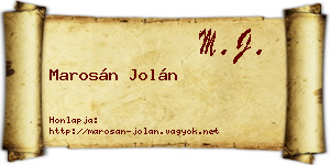 Marosán Jolán névjegykártya